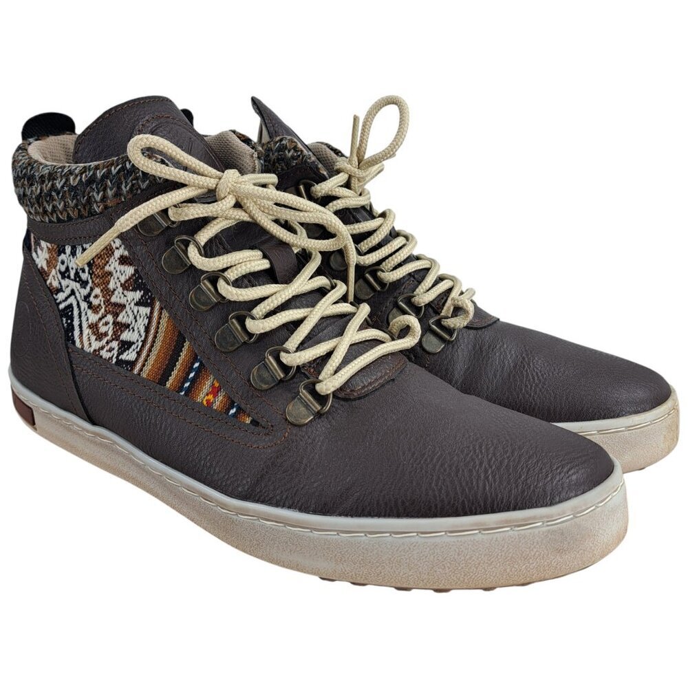 Inkkas Brown Vegan Leather Camping Boots Size 11 Womens 9 Mens Aztec Blanket